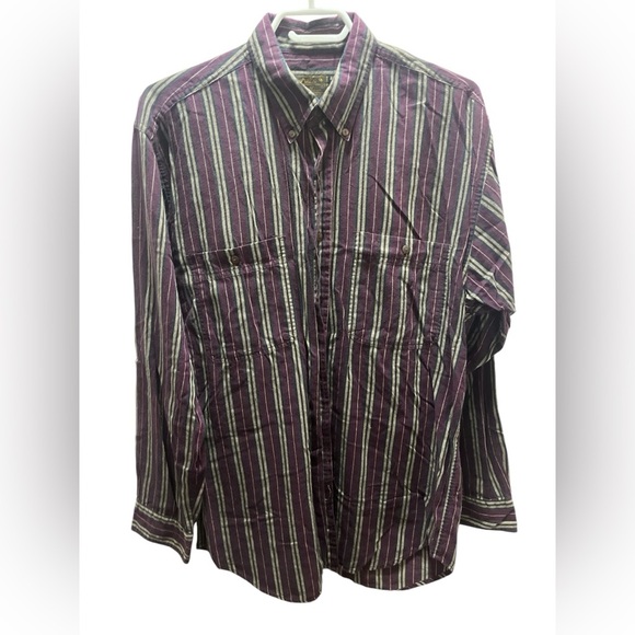 2 for $25 Vintage classic stripped purple Eddie Bauer button down shirt medium - Picture 1 of 3
